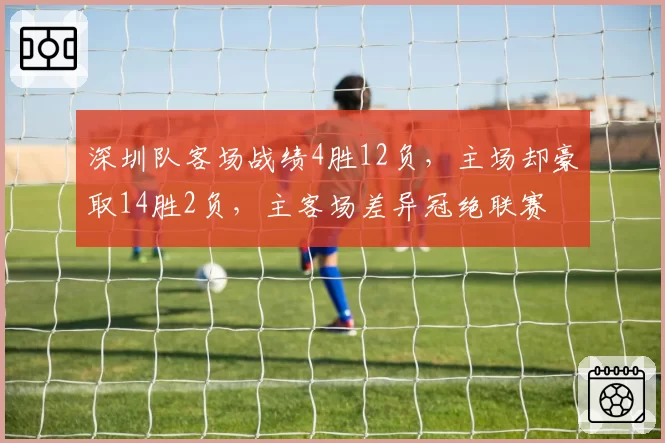 深圳队客场战绩4胜12负,主场却豪取14胜2负,主客场差异冠绝联赛